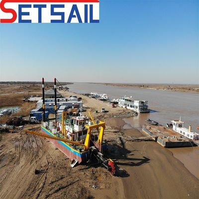 Distanza di scarico 800-5000m Dredger di sabbia fluviale con testa di ruota del secchio e Siemens PLC