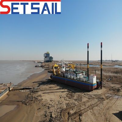 Distanza di scarico 800-5000m Dredger di sabbia fluviale con testa di ruota del secchio e Siemens PLC