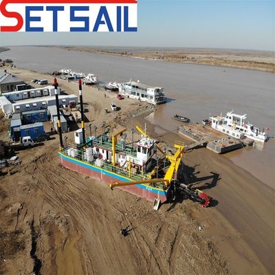 Distanza di scarico 800-5000m Dredger di sabbia fluviale con testa di ruota del secchio e Siemens PLC