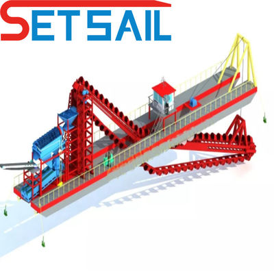 50-500m3 Chain Bucket Mining Dredger per l'estrazione di oro e diamanti da fiume su misura