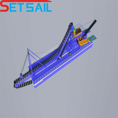 75kw-500kw Cumins Grande capacità River Bucket Chain Dredger per l'estrazione di oro e diamanti