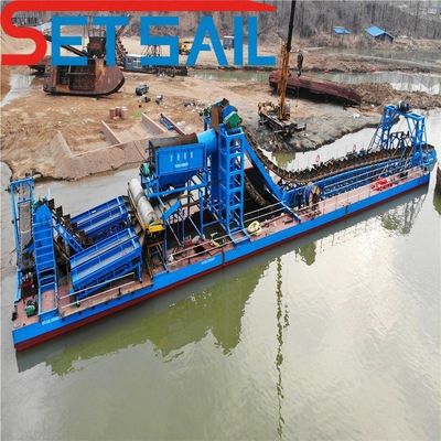 Dredger a secchio a catena per la sabbia fluviale e l'oro profondità di dragaggio 8-28m Alta capacità