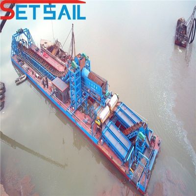Dredga per l'oro di sabbia del fiume Chain Bucket con verricello di sollevamento e scafo Dimensioni 23m-49m