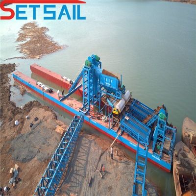 Dredga per l'oro di sabbia del fiume Chain Bucket con verricello di sollevamento e scafo Dimensioni 23m-49m