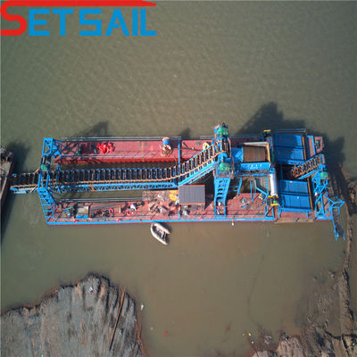 Dredga per l'oro di sabbia del fiume Chain Bucket con verricello di sollevamento e scafo Dimensioni 23m-49m