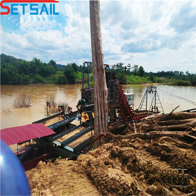 1.0m-2m High Chain Bucket Gold Dredger per operazioni minerarie fluide in acque poco profonde