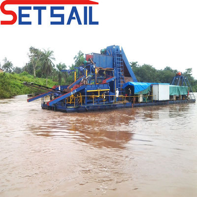 Campioni di catena di fiume secchio attrezzature per l'estrazione dell'oro con scarico di agitazione 37kw-150kw Potenza