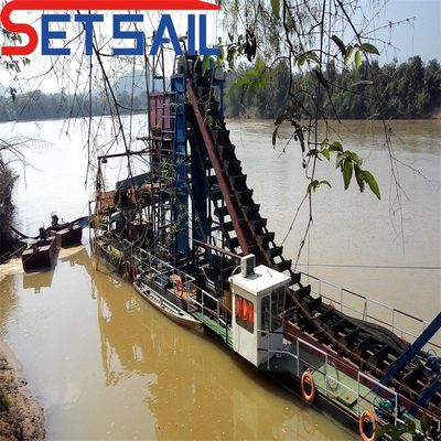 Campioni di catena di fiume secchio attrezzature per l'estrazione dell'oro con scarico di agitazione 37kw-150kw Potenza