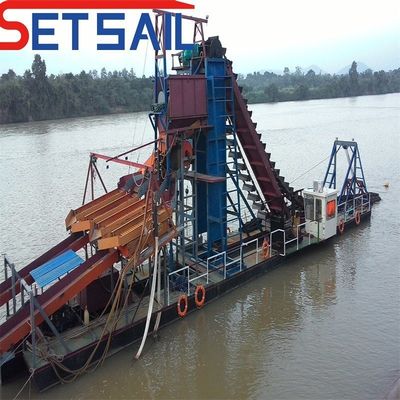 Campioni di catena di fiume secchio attrezzature per l'estrazione dell'oro con scarico di agitazione 37kw-150kw Potenza