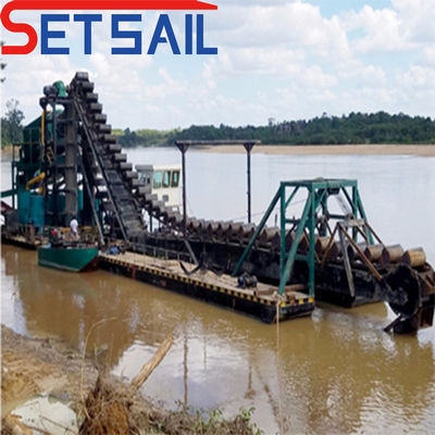 Campioni di catena di fiume secchio attrezzature per l'estrazione dell'oro con scarico di agitazione 37kw-150kw Potenza