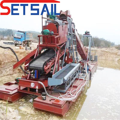 Lake Chain Bucket River Gold Mining Dredger con schermo a tamburo Lunghezza 1,4mx1,2m-2,6mx1,5m